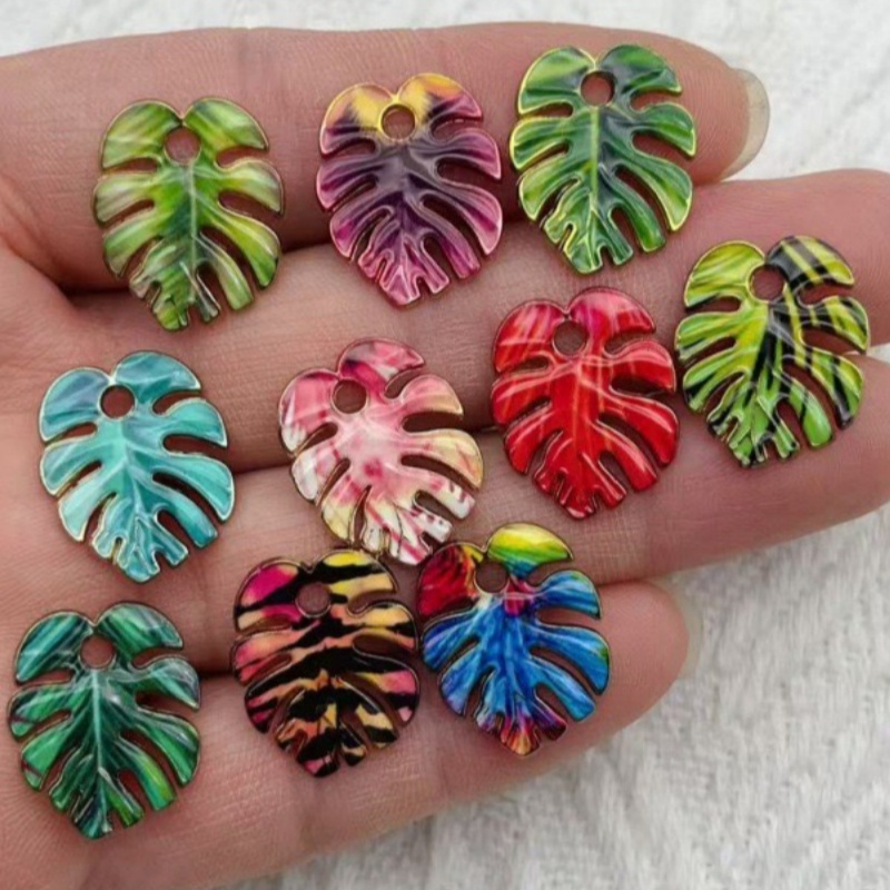 Backpacks - 10pcs alloy drip oil simulation leaf