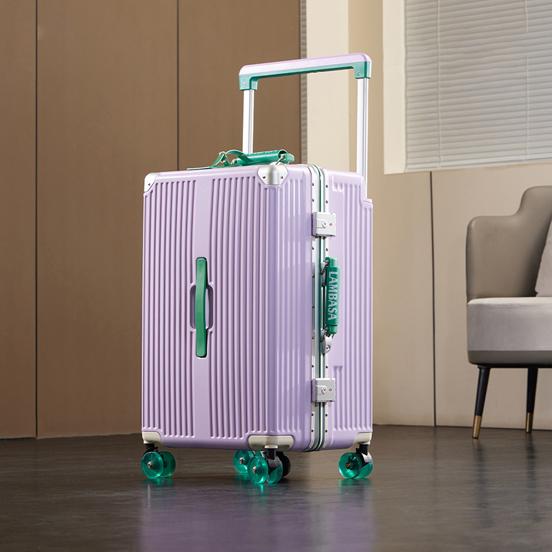 Aluminum Frame Carry On Luggage - Wide Handle Rolling Suitcase Aluminum Frame